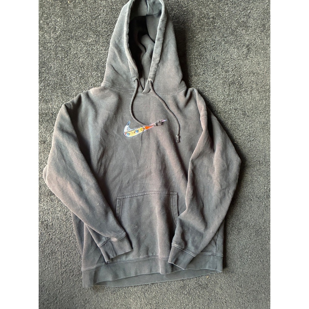 Nike Hoodie Mens Large Black Embroidered Artistic Swoosh Pullover RN 99052